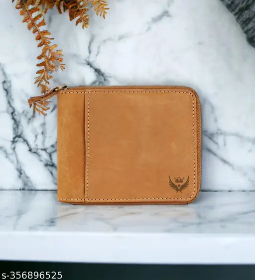 Genuine Teak Tan leather bi-fold wallet for men, RFID blocking with 4 card slots, 2 secret compartments, and coin pocket. Exquisite accessory from LORENZ
