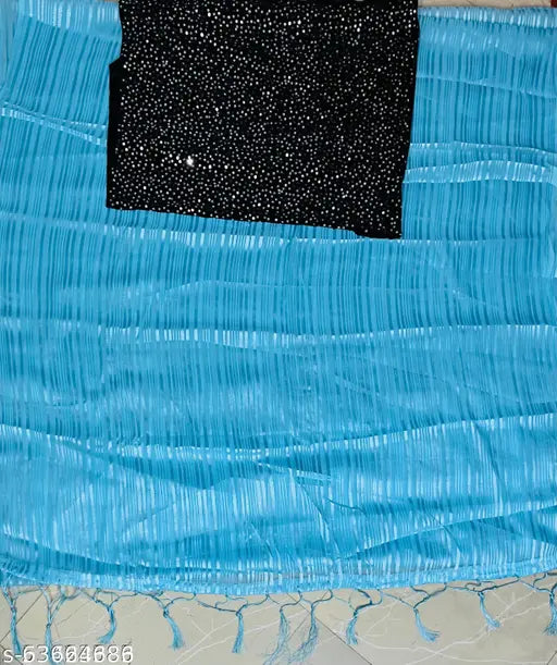Indian self-design sequin net chiffon saree with separate velvet blouse, free size, length 5.5m & 0.8m