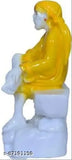 Yellow marble SAI BABA statue decorative showpiece, 15 cm (Home Decor, Office Decor, Temple, Classroom)