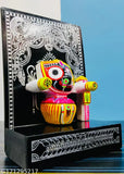 Marble wood handicraft Lord Jagannath statute, intricate Indian artifact, 10cm tall and 0.5cm wide