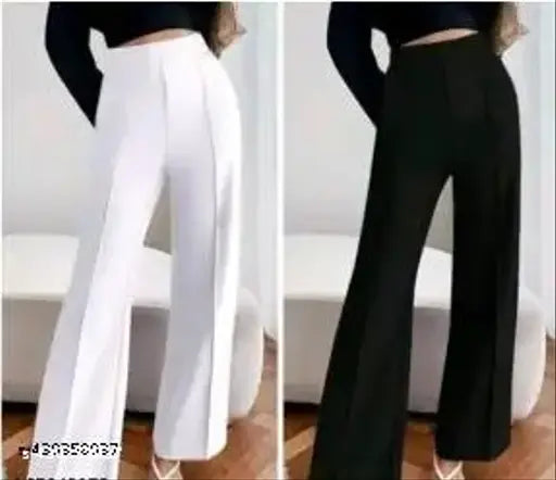 Solid-colored bell bottom trousers with premium cotton lycra fabric in a combo, Indian made