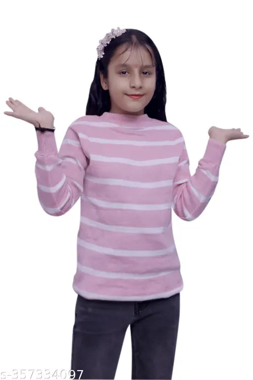 Striped woolen Kids winter wear (3-4 years), quality knit sweater/cardigan. Lightweight and soft daffodil wool