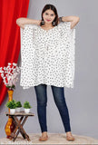Rayon fancy printed kaftan for daily, office, and party wear. Short sleeves. Indian-made. S (Bust size: 36in, Length: 34in)