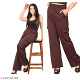 Solid cotton blend bell-bottom cargo pant, casual style with four pockets. Size 26, waist 26in, length 36in (India origin)