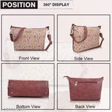 Printed net leather slingbag, Voguish Alluring Women's design, soft PU leather, Free Size (L:15in, W:2in, H:7.3in), 2 main compartments, 1 mobile pouch