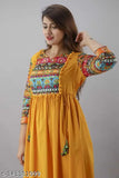 Rayon A-line printed kurti for women, three-quarter sleeves, Indian trendy Anarkali
