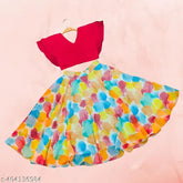 Sleeveless, embellished Georgette lehenga for girls (2-8 years), Indian abstract design