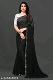 Georgette party wear saree with faux mirror work, free size, 5.5m length, Banarasi silk blouse