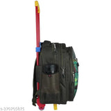 DARK green & light blue waterproof travel trolley bags, Indian Riders Zoo cartoon animal design for kids, durable polyester net material