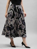 AllNewBlackFloralMidi401 - Crepe midi dress with floral print, available in sizes 28, 30, 32, 34, 36, 38, and free size (India)