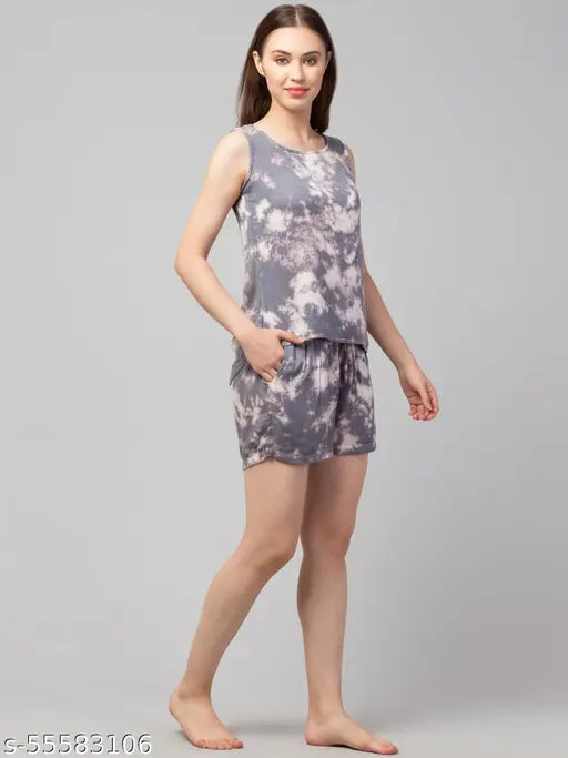 Tie Dye Viscose Rayon Night Wear Set - Vibrant, comfortable, and versatile sleepwear for relaxed lounging or casual daytime wear, machine washable for easy care