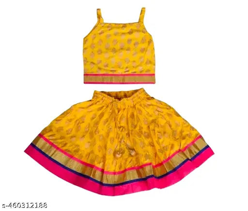 Kids ethnic printed cotton skirt Tpo top, sleeveless, single size for 0-6 years