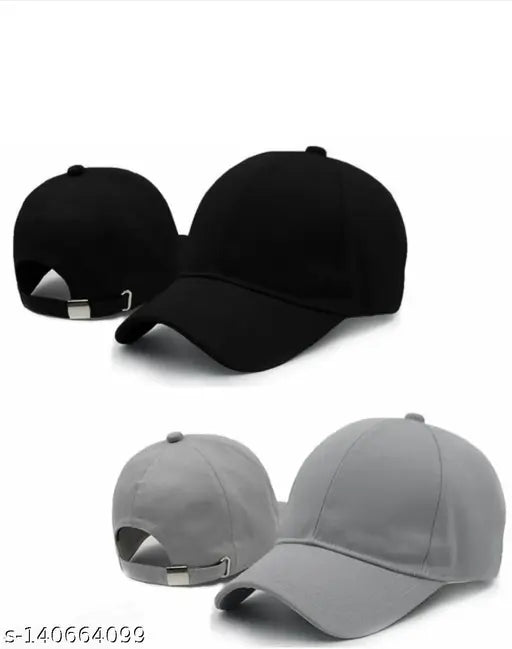 Trending cotton baseball caps, unisex solid pattern, pack of 2 for girls and boys, made in India