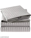 Grey striped cotton flat sheets, superfine Parinika fab for AC room use in hotels, includes 2 pillow covers, 90*100 size, Indian origin