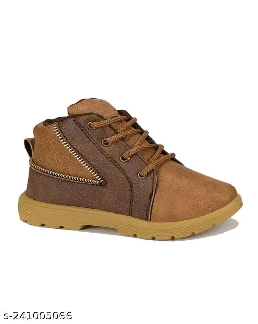 Brown canvas and PVC Oricum casual shoes for kids, perfect for gym training, outdoor activities, and daily wear