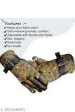 Woolen winter cap set for men & women with gloves and neck muffler, arctic fur net pattern (3 piece)