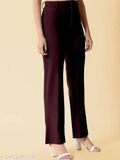 Cotton blend solid net Classy Fashionista trousers for women, size L