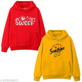 Naughty Little® branded girls' high-quality printed kangaroo pocket all-season hoodies 280gsm, 100% cotton (pack of 2) - Kids clothing with printed design, suitable for various ages from 6 months to 15 years