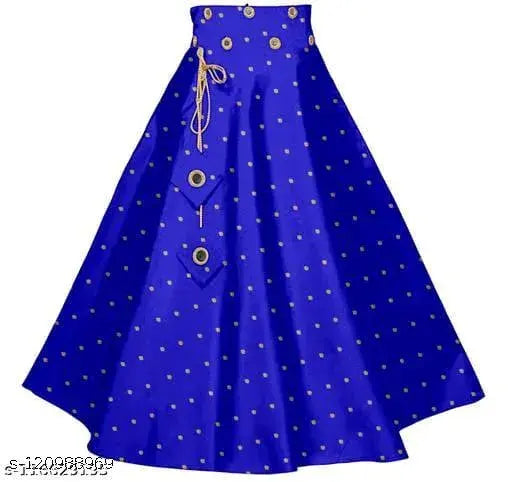 Embellished cotton blend lehenga choli party wear for girls, featuring mirror work, sleeveless crop top and taffeta silk lehenga