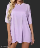 Cotton blend, trending oversize plane t-shirt, solid net, three-quarter sleeves, fashionable apparel