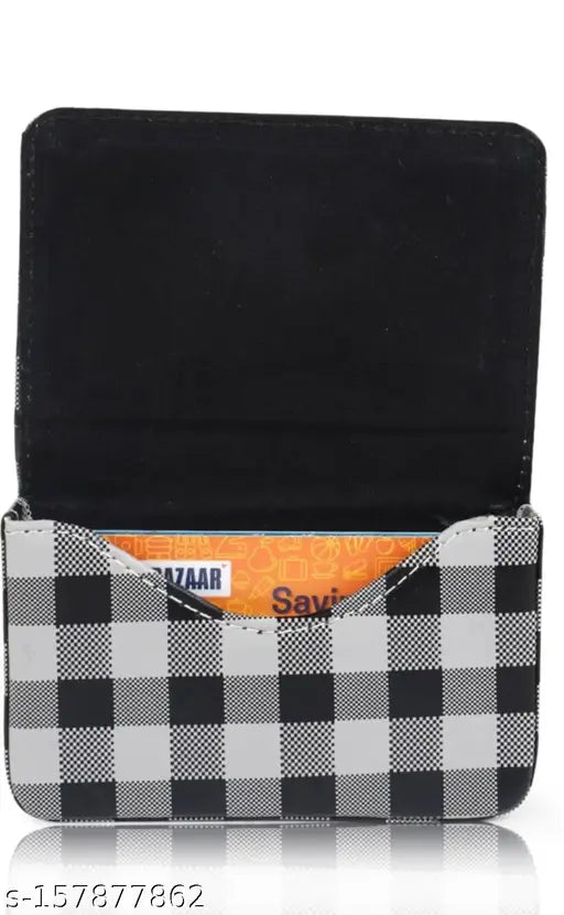 Solid faux leather business card wallet, ideal for men & women, handcrafted premium Nappa leather design with quick access slot for cards