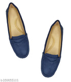 Blue bellie suede ballerinas for women and girls, casual and comfortable footwear with slip-on design, ideal for parties or daily wear. Made in India