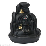Handcrafted black poly resin Lord Adiyogi Mahadev Shiv Shankara incense holder, includes 101 free smoke cones