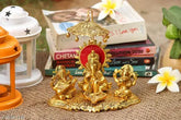 Gold oxidized metal Crafticia Musical Ganesh with Shiv Linga Snake Under Dome - Puja figurine for worship (10x17x16.5 cm)