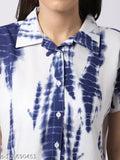 Cotton nightsuit for women, dyed/washed rayon, short-sleeved and short bottoms