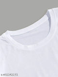 Round neck white T-shirt for boys with printed New Roman Ring Design, polyester fabric, short sleeves