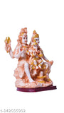 Antique poly resin Lord Shiv Parivar statue, features Shiva, Parvati, Ganesh. Detailed hand-painted design with gold and other colors. 10cm L x 15cm H x 8.5cm B, ideal for home decor, pooja rooms or temples. Made in India