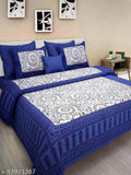 Jaipuri cotton double bed sheet combo pack, featuring 2 bedsheets and 4 pillow covers, ideal for adult use, Indian-made