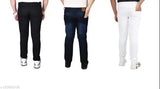 Denim jeans for men's pack of 3 - solid, durable denim jeans in various sizes: 28, 30, 32, 34, 36. Made in India
