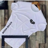 Trendy men's polyester partywear t-shirt with short sleeves, printed design. T-shirt size M: chest 38in, length 27in. Made in India." (104 characters)