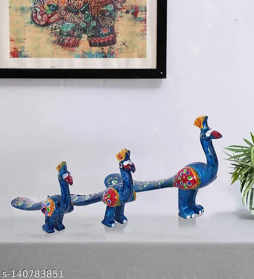 Antique-look poly resin musical instrument showpiece for home, living room, office, or temple - set of 3 decorative items, 10x10x10cm each from India