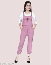 Women's cotton blend printed net dungaree with free inner jumpsuit, three-quarter sleeves, available in multiple sizes (M, L, Free Size) from Shivaya Enterprises, India