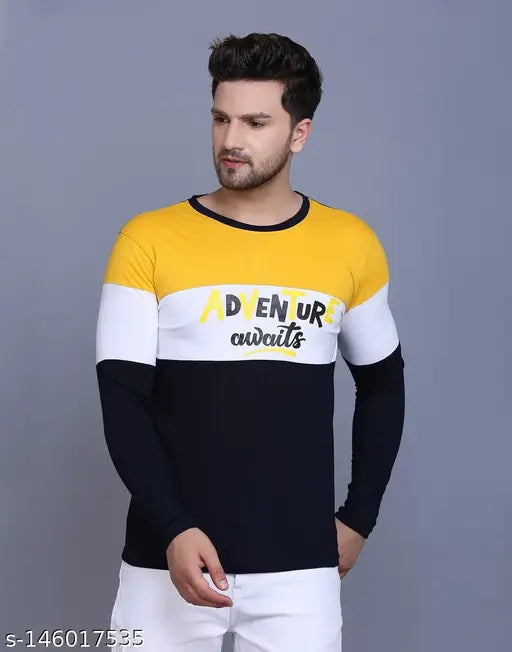 Graceful men's cotton blend long sleeved T-shirt, bio-dyed in rich biowashed hues, printed pattern, S to XL sizes available