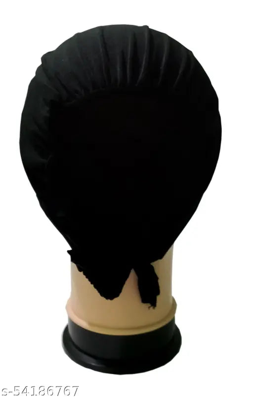 Black shimmer cotton net hijab cap (India), traditional solid black Muslim women's underscarf