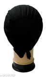 Black shimmer cotton net hijab cap (India), traditional solid black Muslim women's underscarf