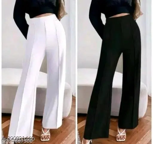 White/Black stretchable cotton blend women's bootcut yoga pant with bell bottom, Western style for multiple sizes (24-XXL)