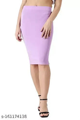 Purple polyester pencil skirt, solid pattern, women's fashion, size options available