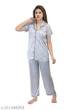 Satin nightsuit set for women, flimsy fabric, comfortable sleepwear & lounge wear