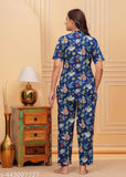 Printed cotton and cotton pyjamas night suit, FASHION RUSH women's short-sleeved ethnic top and bottom set in vibrant print, perfect for soothing and elegant His & Her sleepwear (S, M, L, XL, XXL)