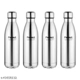 Royal Stainless Steel Fridge Water Bottle Set (4pcs, 1300ml each), silver, leak-proof, rust-proof for office, college, school, home use