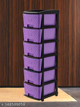 New purple plastic drawer organizer, 6-layer design with quality assured stone detailing, for organized storage solutions