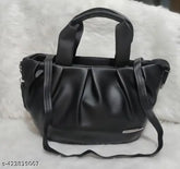 Faux leather black chunnat pattern sling bag with long adjustable strap for women and girls. Solid net, free size