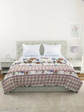 White Glace Cotton Floral Double Bed Ultrasonic Quilt, 100x82 inches, machine washable, durable, ideal for gifting
