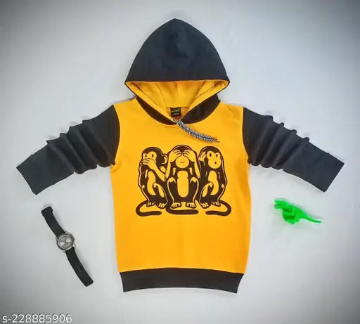 Cotton boys and girls hoodies in long sleeves, printed net pattern. Size: 4-5 Years (India)