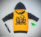 Cotton boys and girls hoodies in long sleeves, printed net pattern. Size: 4-5 Years (India)