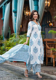 Pure cotton Jaipuri printed kurta set with palazzos, three-quarter sleeves - women's fashion from India